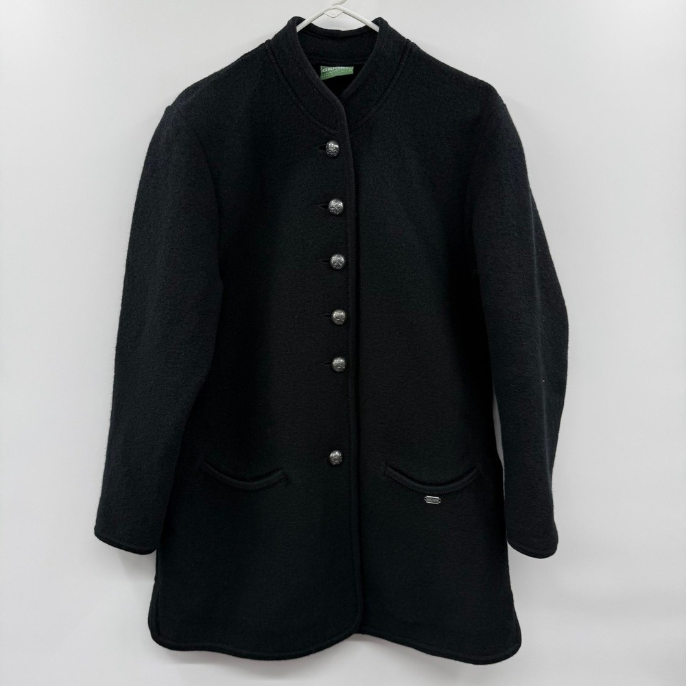 Geiger Collections Austria Boiled Wool Blazer Jacket Cardigan Womens 34 Black